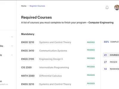 Enroller — Required Courses Page branding design saas typogaphy ui