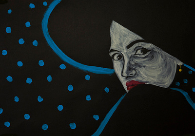 Interstellar lady acrylic acrylics blackpaint design illustration painting paper