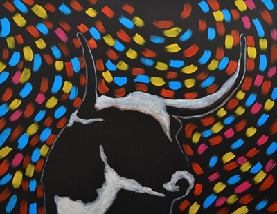 Disco Bull acrylic acrylics blackpaint canvas design illustration painting