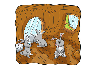Cartoon illustration the rabbit is in the house comic