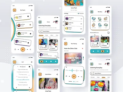 Online Music Streaming App android app branding card clean design illustration ios login logo mobile music online profile streaming ui