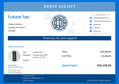 Future Tec Email Receipt brand dailyui dailyui017 email receipt uiux