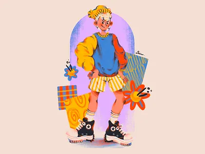 cool sneakers character design drawing illustration women in illustration