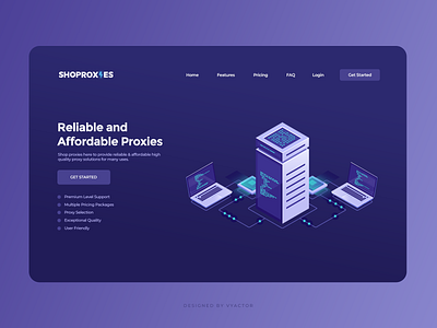 ShopProxies - Landing Page Design clean design minimal neat sleek ui