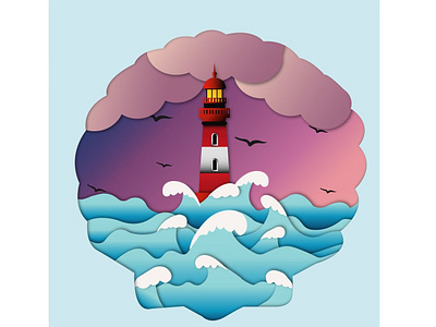 The LightHouse in a Shell adobeillustrator ai graphic design lighthouse ocean
