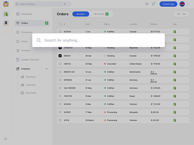 Search modal for Shippy after effects animation dashboard design illustration interaction interface motion motion graphics news product design results search search bar search engine search results type typography ui web design