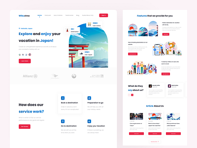 Wibustrez - Website Traveling Landing Page clean design flat illustration japan landing page minimal traveling ui ux web webdesign website