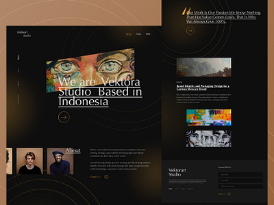 Vektoart Studio Landing Page art banner black creative dark illustration landing page layout studio ui ux vintage web web design