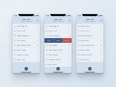 Tasklist App app list mobile shift nudge task tasklist to do to do list ui