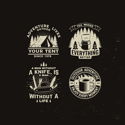 Camping Badge adventure badge camp camping forest knife mug outdoor patch tent