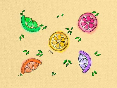 Colors of fruits artwork branding citrus design fruitdesign illustration lemon pattern reel wallart yellow