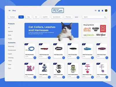 PETCare - Online PetShop care cat dog e commerce marketplace pet petshop product site ui ux website