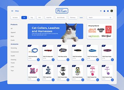 PETCare - Online PetShop care cat dog e commerce marketplace pet petshop product site ui ux website