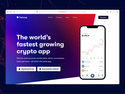 Coincap - Crypto App Landing Page app app design branding crypto figma finance graphic design homepa homepage landingpage logo typography ui ui design uiux ux ux design website website design