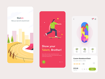 Skatom Application app application dashboard illustration onboarding skateboard spalash screen