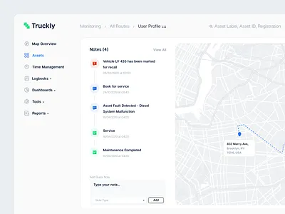 Truckly Vehicle Tracking Dashboard clean dashboard delivery design fireart fireart studio light map minimal tracking ui ux
