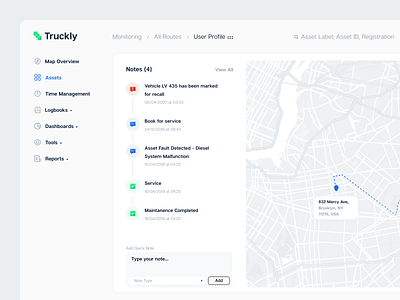 Truckly Vehicle Tracking Dashboard clean dashboard delivery design fireart fireart studio light map minimal tracking ui ux