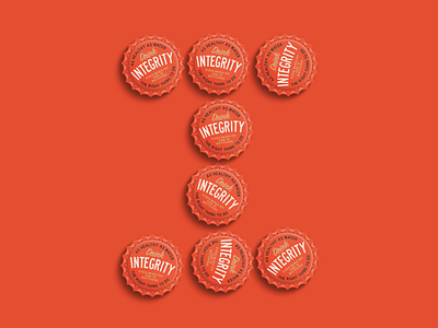 I is for Integrity bottle cap typography