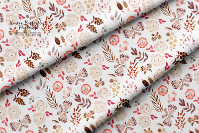 Winter Butterflies - watercolor seamless patterns illustration seamless pattern watercolor