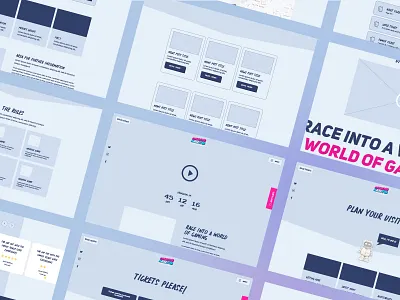 Desktop Wireframes blue clean design event logo madebyswish modern pink ticket booking tickets ui ux web design webdesigner website wireframes