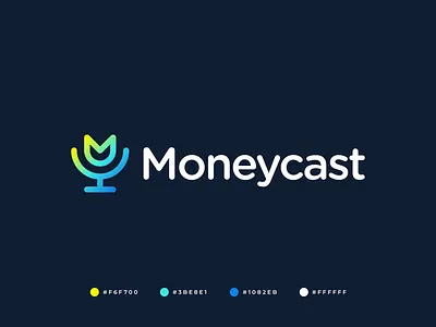 Moneycast Logo abstract app logo branding communication crypto gennady savinov logo design gradient icon logo logo design m m leter m logo mic microphone modern money podcasts professional logo visual identity