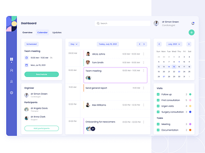 Calendar EHR dashboard health medicine wellness