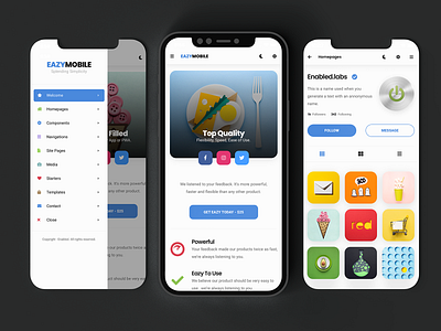 Eazy Mobile - Bootstrap Based Mobile Kit & PWA app app design app template bootstrap5 creative app creative design design mobile mobile app design mobile design mobile site template sidebar sidebar menu sidebar navigation sidenav sliders ui ui design uiux ux