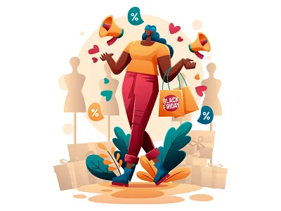 Black Friday Shopping Illustration black friday cartooning design free illustration freebie illustration illustration download illustrator shopping vector vector design vector download vector illustration