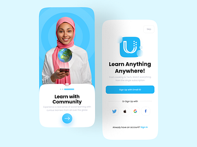 Sign up Screen app blue branding dailyui design designer elearning landing page minimal minimalist mobile register sign in sign up signup ui uidesign uiux ux web