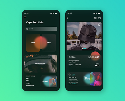 Caps and Hats shop app concept ui uidesign urban ux uxdesign