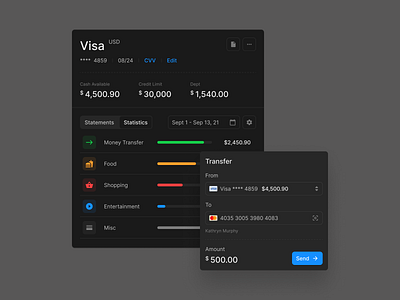 Card Info (Light & Dark) bank card credit figma prototyping transfer ui uikit ux wireframe