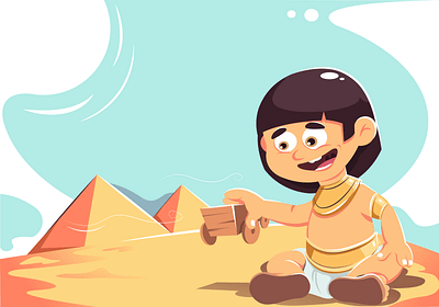 The Egyptian kid illustration adobe illustrator art character client concept creative design drawing illustration motion portfolio pyramid ui vector