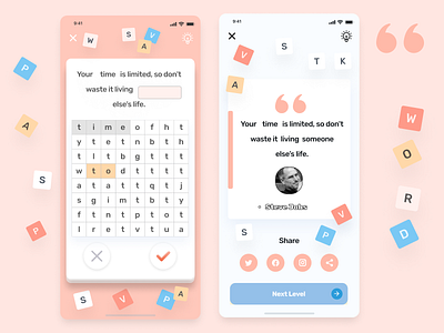 Word Puzzle Game UI figma game gaps illustration iosapp mobile app design mobile game mobile ui quotes ui uiuxdesign word