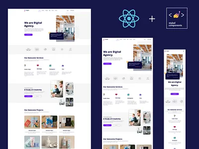 Fanatic - Free React Landing Page agency creative landing page minimalistic modern onepage react.js template