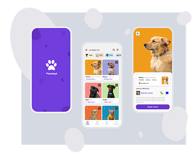 Pet Adoption App design logo ui vector