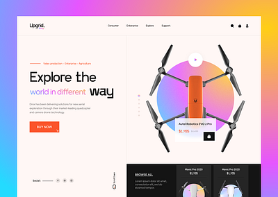Upgrid Shop. design drone drone product header design landingpage online shop product design single product ui unique ux webdesign website