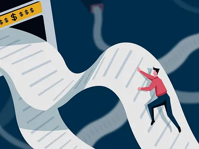 Quote-to-cash Process - Blog illustration adobe illustrator billing cash climbing graphic design illustration illustrator money paper revenue visual design