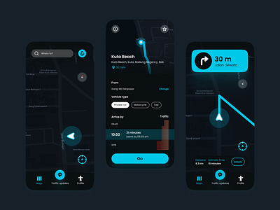 Dark Theme Waze Redesign app design ui ux