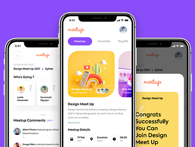 Meetup App Design app designers meetup minimal mobile mobile design mobile ui mobileui orix sajon ui ui design ui designer uiux ux ux ui design visual designer