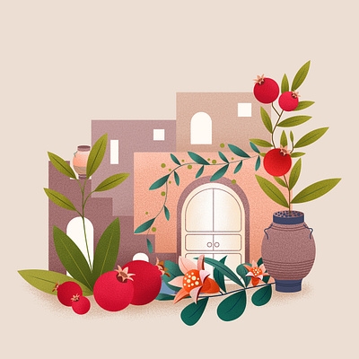 Pomegranate art botanic design fruits graphic design greece illustration minimalistic art nature palette pomegranate simpleillustration