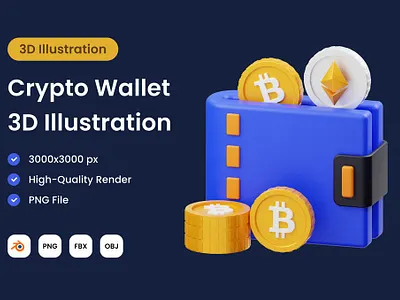 Crypto Wallet Coin 3D Illustration 3d 3d concept 3d illustration banner coin concept crypto cryptocurrency design illustration landing landing page page pages ui ux web web design web development website