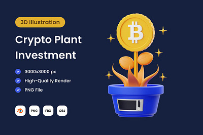 Crypto Plant Investment 3D Illustration 3d 3d concept 3d illustration 3d illustrations app apps concept landign page landing page pages process ui user interface ux web web app web design web development website