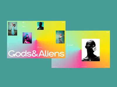 Gods&Aliens angular branding brutalism colourfull fontlove gradient graphic design homepage landing page logo menu modern swiss design typography ui uiux ux vibrant webdesign website