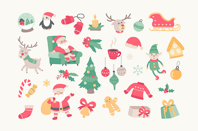 Merry Christmas Isolated Elements 2022 christmas claus creator design elements graphic holiday illustration kit merry new object santa vector winter year