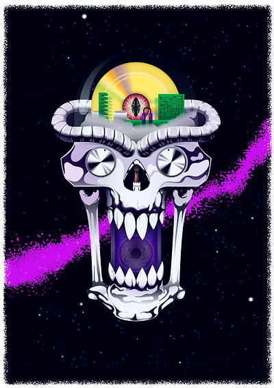 Laserdisc skull horror illustrator laserdisc retro retrowave scifi skull space synthwave vector