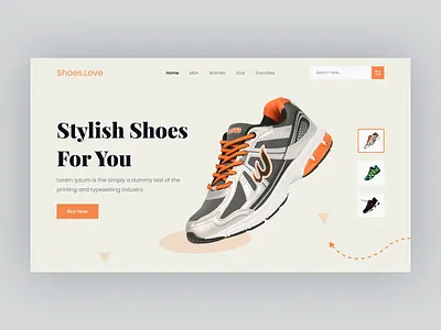Online Shoes Store Landing Page Design adidas app design landing landing page minimal nike online shopping purchase shoe shoes shopping bag sneakers ui uiux user friendly ux webdesign webshop website webstore