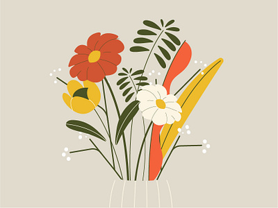 Blooming flowers botanical botanical illustration editorial illustration flat flower illustration mother spot illustration ui vector