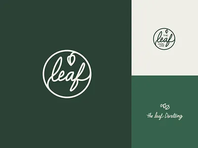 Leaf Dwelling logo branding circle design illustration leaf line art logo logo mark typography vector