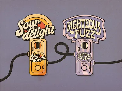 Guitar Pedal Designs 1960 1970 60s 70s branding design electric guitar illustration logo music pedal psychedelic retro typography vector vintage