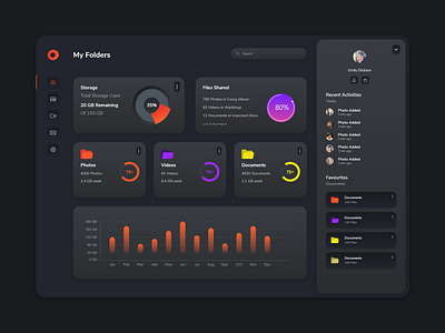 File Manager Dashboard adobexd dark ui dark ux dashboard file manager manage files top ui ui ui ux ux web application